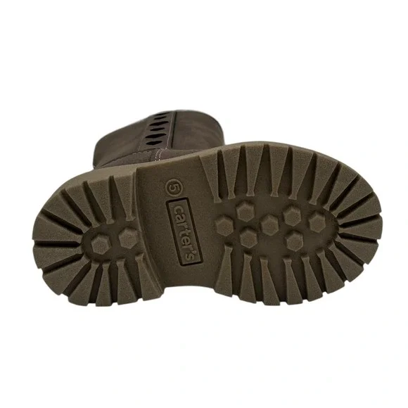 Carters Baby Girls Fashion Tall Boots Size 5 Brown Faux Fur Trim Winter Shoes - Picture 10 of 15